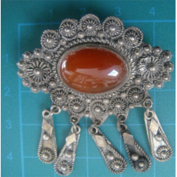 fligree with cornelian SILVER BROOCH _48