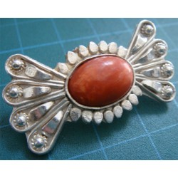 Hand Made Coral Stone Brooch_221