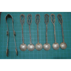 Turkish 50 kurush coin sugar tong and spoons _67