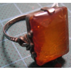 hand made amber SILVER RING_89