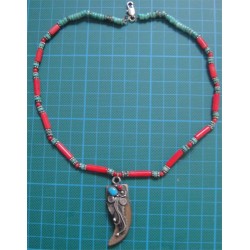 Turquoise and coral stone Necklace_265