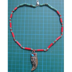 Turquoise and coral stone Necklace_265