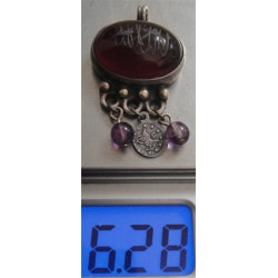 Akik Taşlı Dini Yazılı Gümüş Kolye Ucu