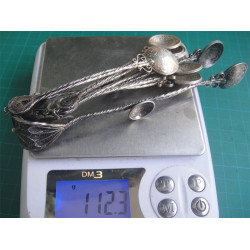 Ottoman Coin Sugar Tong and 6 ea Tea Spoon_246