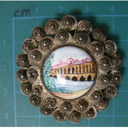 Telkari İşçilikli Porselen Gümüş Broş 111