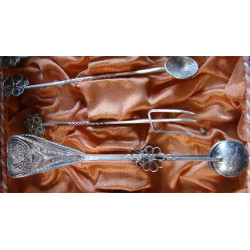 6 ea Ottoman Coin Tea Spoon, Sugar Tong and Lemon Fork71