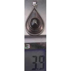 Doğal Taşlı Hareli Gümüş Kolye Ucu