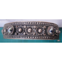 Güverse İşçilikli Hematit Taşlı Gümüş Bileklik_451