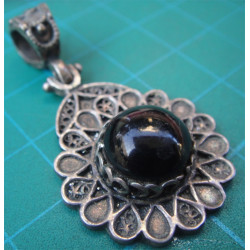 Oltu Taşlı Gümüş Küpe ve Kolye Ucu_276