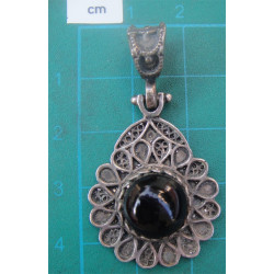 Oltu Taşlı Gümüş Küpe ve Kolye Ucu_276