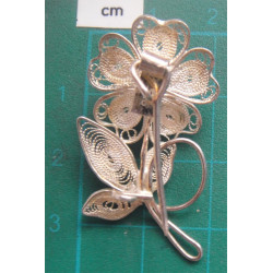 Çiçek Formunda Telkari Gümüş Broş