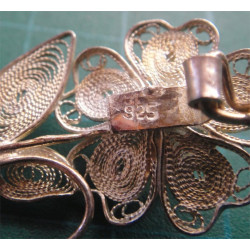 Çiçek Formunda Telkari Gümüş Broş