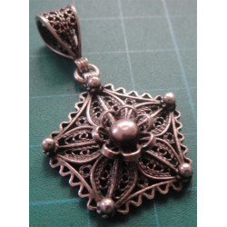 Telkari Gümüş Küpe , Kolye Ucu ve Yüzük Set_293