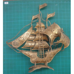 Telkari İşçilikli Altın Suyuna Batmış Gümüş Gemi_597