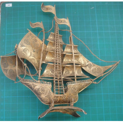 Telkari İşçilikli Altın Suyuna Batmış Gümüş Gemi_597