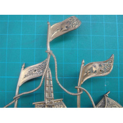 Telkari İşçilikli Altın Suyuna Batmış Gümüş Gemi_597