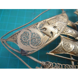 Telkari İşçilikli Altın Suyuna Batmış Gümüş Gemi_597