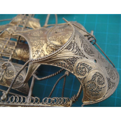 Telkari İşçilikli Altın Suyuna Batmış Gümüş Gemi_597