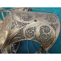 Telkari İşçilikli Altın Suyuna Batmış Gümüş Gemi_597