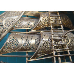 Telkari İşçilikli Altın Suyuna Batmış Gümüş Gemi_597