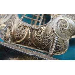 Telkari İşçilikli Altın Suyuna Batmış Gümüş Gemi_597