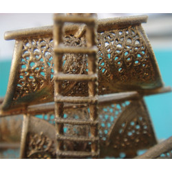 Telkari İşçilikli Altın Suyuna Batmış Gümüş Gemi_597