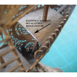 Telkari İşçilikli Altın Suyuna Batmış Gümüş Gemi_597