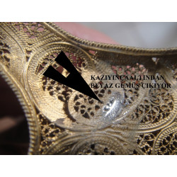 Telkari İşçilikli Altın Suyuna Batmış Gümüş Gemi_597