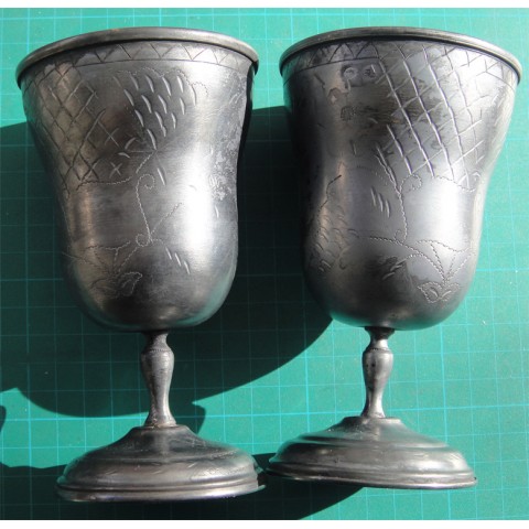 PAIR OF OTTOMAN SILVER GLASS W/ TUGRA object _329