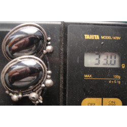 Hematit Taşlı Gümüş Küpe_312