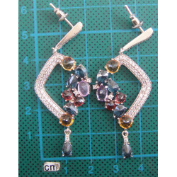 Doğal Taşlı Gümüş Küpe_318