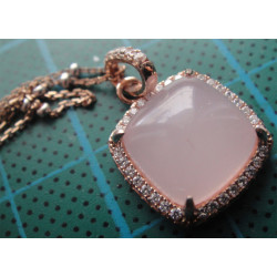 Pembe taşlı Gümüş Kolye Ucu_1449