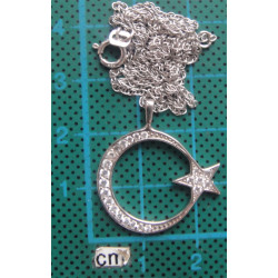 Zirkon Taşlı Ay Yıldızlı Türk Bayrağı Gümüş Kolye Ucu_1463