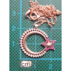 Zirkon Taşlı Ay Yıldızlı Türk Bayrağı Gümüş Kolye Ucu_1464