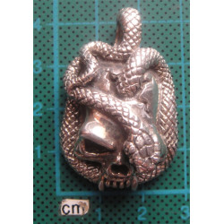 Kuru Kafa ve Yılan Formunda Gümüş Kolye Ucu_1475