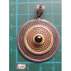 Siyah Taşlı Telkari Gümüş Kolye Ucu_1477