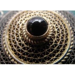 Siyah Taşlı Telkari Gümüş Kolye Ucu_1477