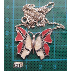 Mineli Kelebek Gümüş Kolye Ucu_1483