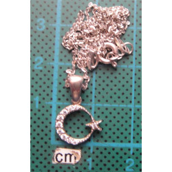 Zirkon Taşlı Ay Yıldızlı Türk Bayrağı Gümüş Kolye Ucu_1503