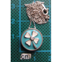 Mineli 4 yapraklı Yonca Gümüş Kolye Ucu_1513