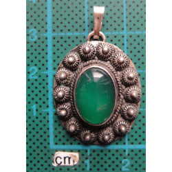Yeşil Taşlı Güverse İşçilikli Gümüş Kolye Ucu_1523