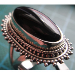 Siyah Doğal Taşlı Gümüş Yüzük_1160