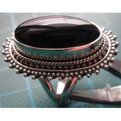 Siyah Doğal Taşlı Gümüş Yüzük_1160