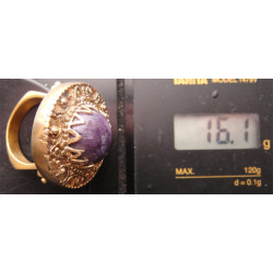 Mor Taşlı Gümüş Yüzük_1185