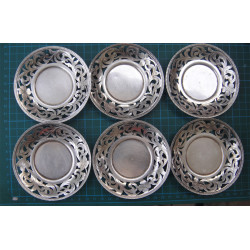 6 Adet El İşçilikli Gümüş Çay Tabağı_247