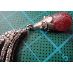 Vav harfli Lale Desenli Mineli Gümüş Kolye_358