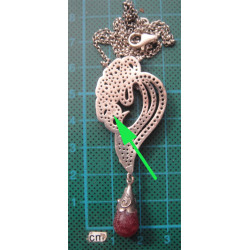 Vav harfli Lale Desenli Mineli Gümüş Kolye_358