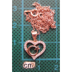 Ay Yıldızlı Türk Bayrağı Kalpli Gümüş Kolye Ucu_1554