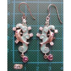 Yunus Figürlü Mineli Gümüş Küpe_346