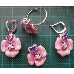 Mineli Gümüş Küpe, Kolye ucu ve Yüzük Set_353